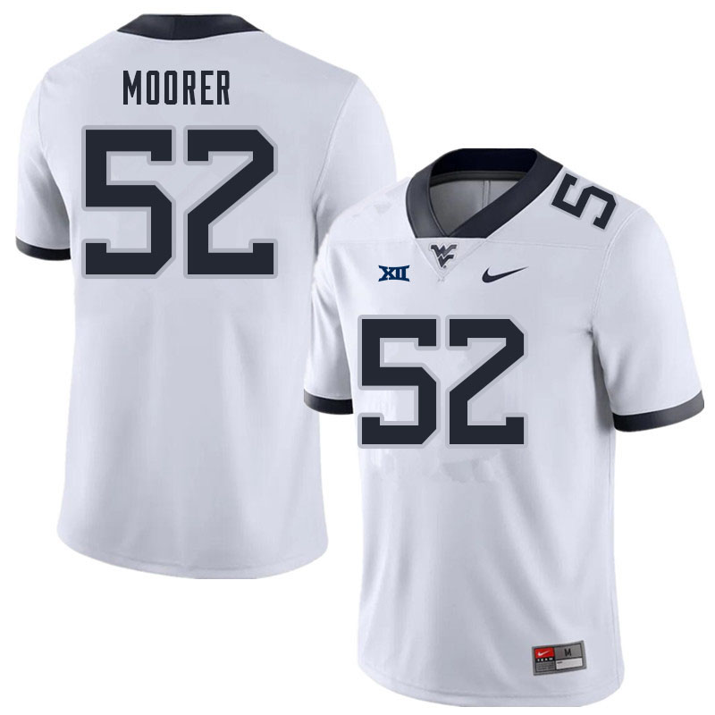 NCAA Men's Parker Moorer West Virginia Mountaineers White #52 Nike Stitched Football College Authentic Jersey ZC23X27TP